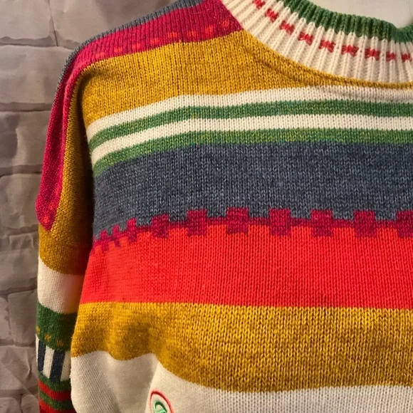 “VIINTAGE THE SWEATER SHOP UK” Multi Coloured Striped Sweater. - Picture 5 of 9